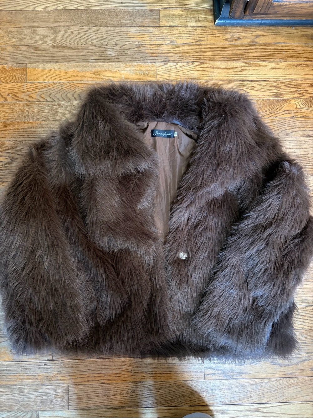 Vintage Style Brown Faux Fur Jacket